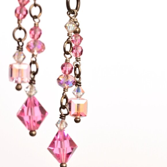 TRES JOLIE, Gorgeous Crystal Dangle Earrings from Estate - Picture 2 of 6